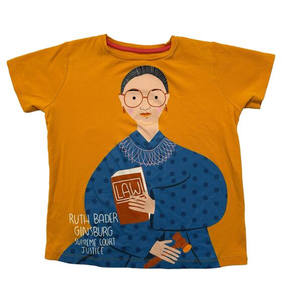 PICCOLINA Ruth Bader Ginsburg Yellow Short Sleeve Tee Size 10 Kids Boy Girl - Picture 1 of 3
